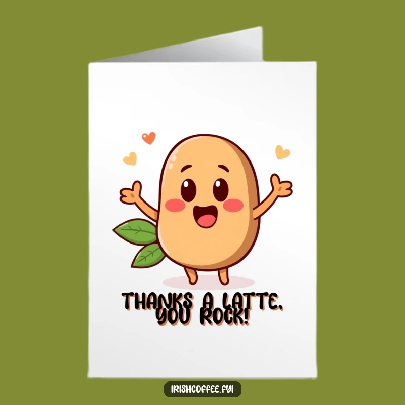 Free Printable Thank You Card: Funny Coffee Bean Popping Up Appreciation Downloadable Gift