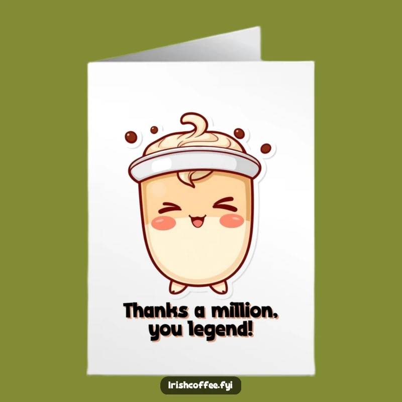 Free Printable Thank You Card: Winking Coffee Character, Grateful & Cheeky