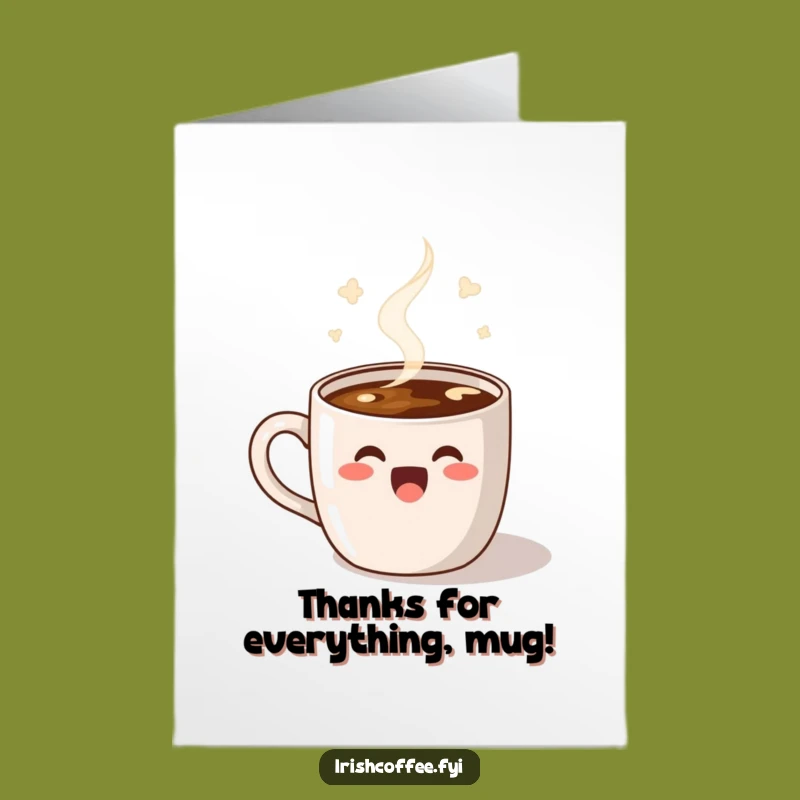 Free Printable Thank You Card: Dancing Coffee Mug Comedy Downloadable Gift