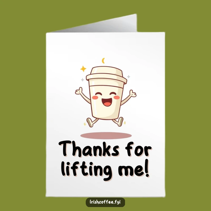 Free Printable Thank You Card: Joyful Coffee Jump - Funny Gratitude Downloadable!