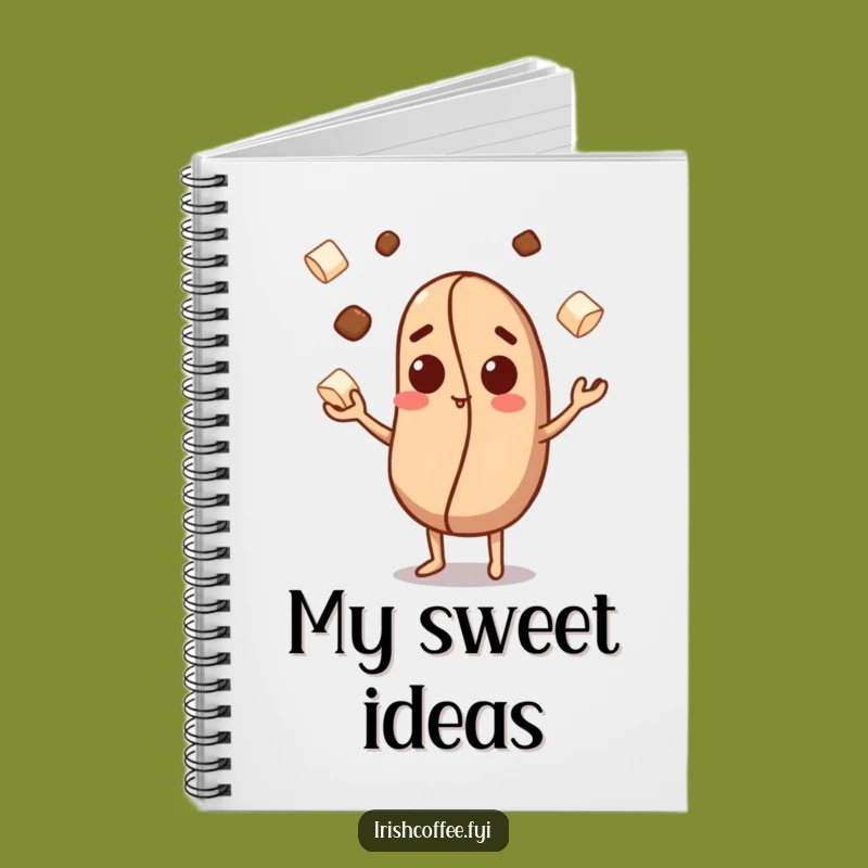 Funny Coffee Bean Notebook: Curious Character Juggles Sugar Cubes, Journaling Funny Gift!