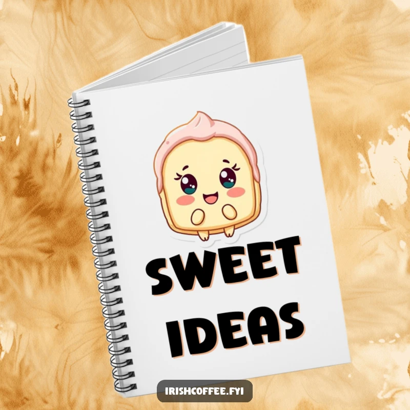 Funny notebook with a delighted pastry shard bobbing, inspiring creative writing and note-taking with a touch of baking humor.