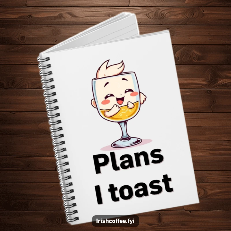 Funny Notebook: A delighted whiskey glass clinking, symbolizing creativity and spirited ideas. Perfect for journaling or jotting down recipes.