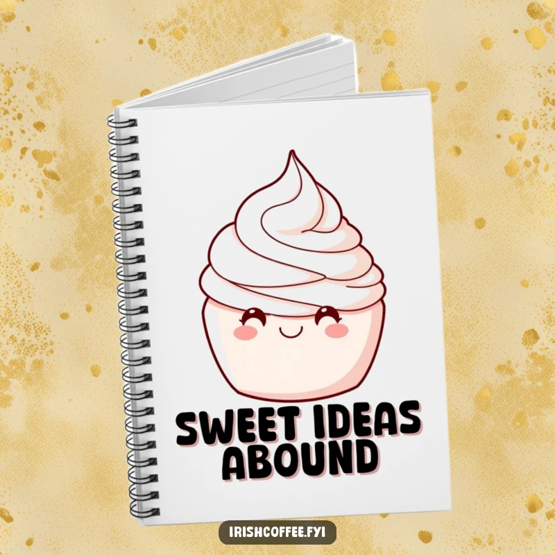Funny notebook featuring a delighted whipped cream swirl winking, perfect for journaling, planning, and creative writing.