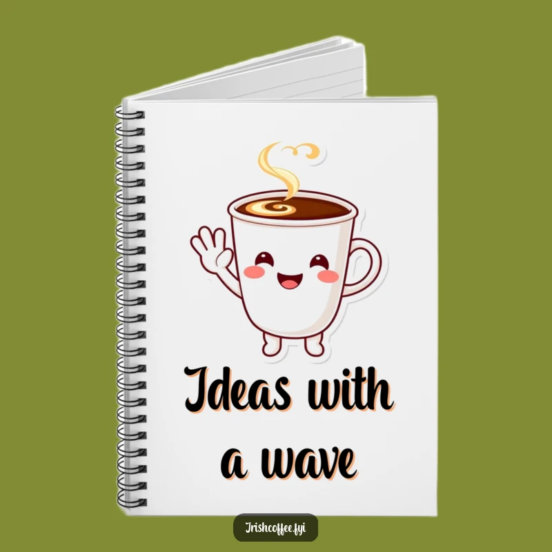 Funny Coffee Character Wave Notebook - Jot Down Notes with a Smile