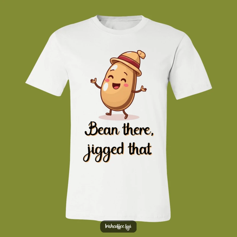 Funny Coffee Bean Jig T-Shirt: Lively Dancing Bean in Hat, Your Favorite Funny Gift Tee