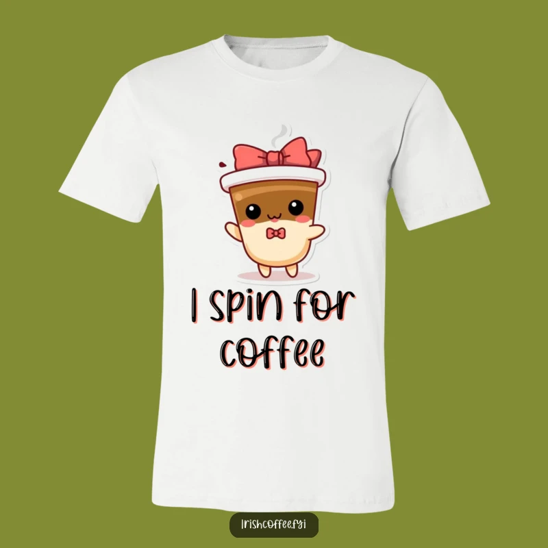 Funny Spinning Coffee T-Shirt, Hilarious Character Tee for Caffeinated Fun