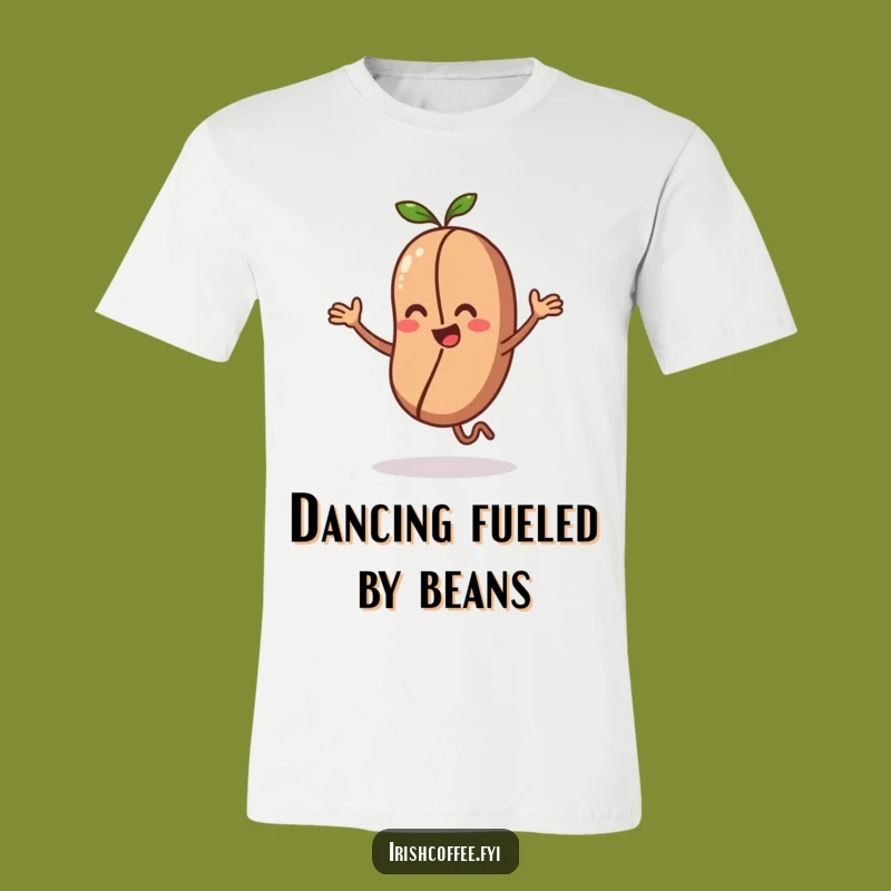 Funny T-Shirt with a Dancing Coffee Bean Character an Energetic Gift