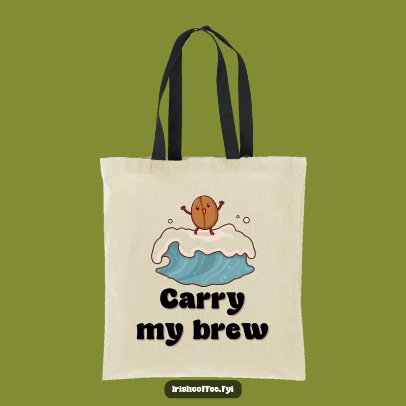 Funny Coffee Bean Wave Tote Bag: Carry Your Brew Love, A Whimsical Gift