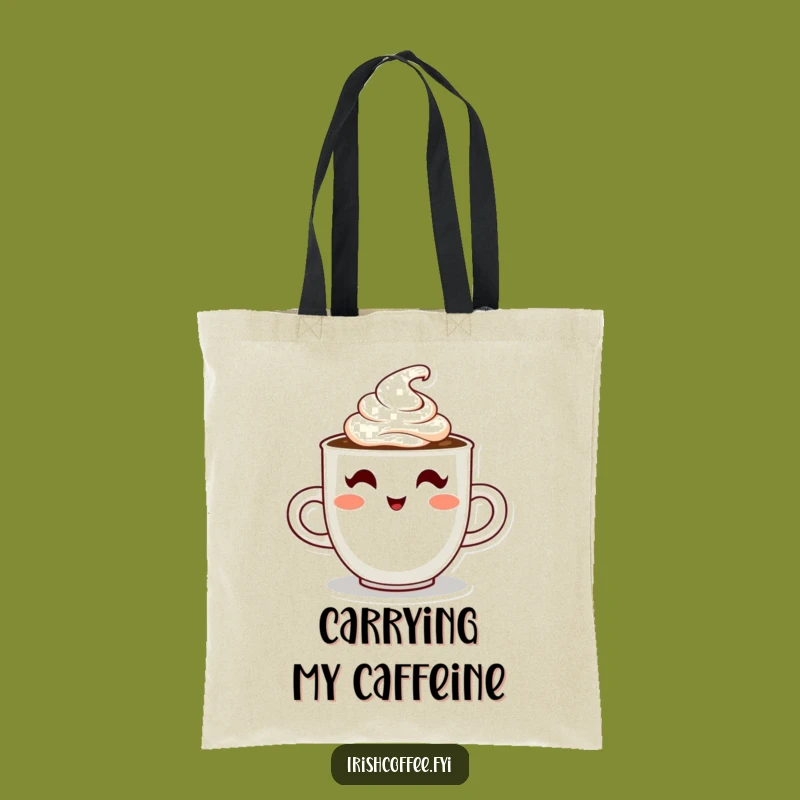 Funny Coffee Tote Bag: Winking Character Creamy Carry-All Gift