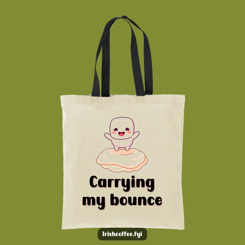 Funny Marshmallow Bounce Tote Bag - Creamy Topping Carry-All, Perfect Funny Gift