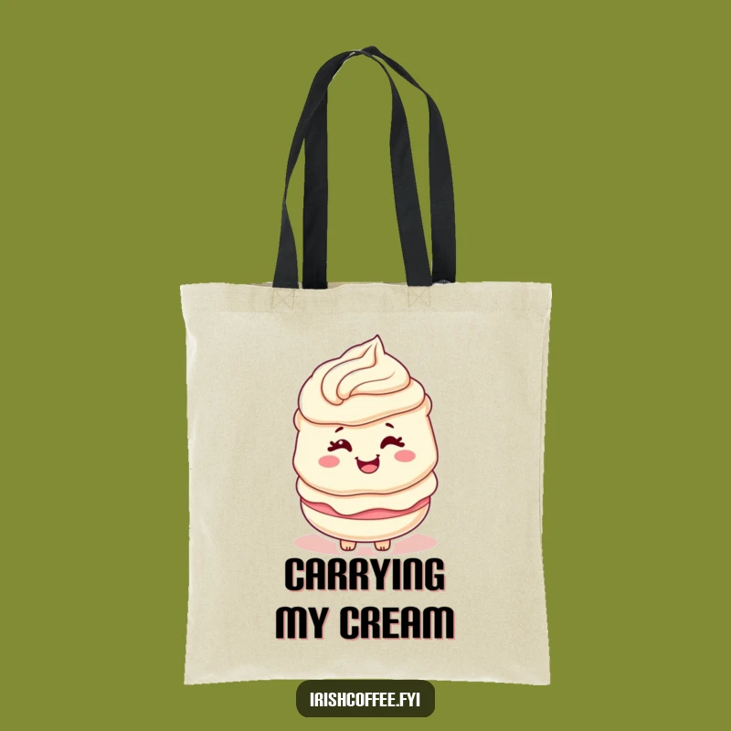Funny Tote Bag with a Winking Cream Layer Character a Sweet Carryall