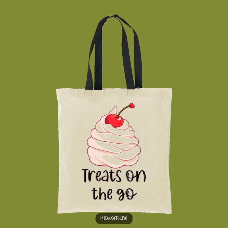 Funny Whipped Cream Tote Bag: Twirling Cherry Fun, Your Stylish and Sweet Carry-All